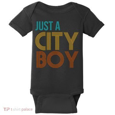 Just A City Boy Funny Baby Bodysuit