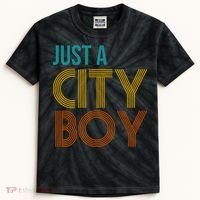 Just A City Boy Funny Kids Tie-Dye T-Shirt thumb 0