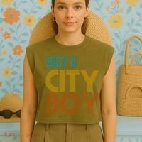 Just A City Boy Funny Garment-Dyed Women's Muscle Tee thumb 4
