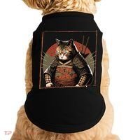 Japanese Art Cat Ninja Ukiyo-e Anime Style Samurai Cat Doggie Tank thumb 0