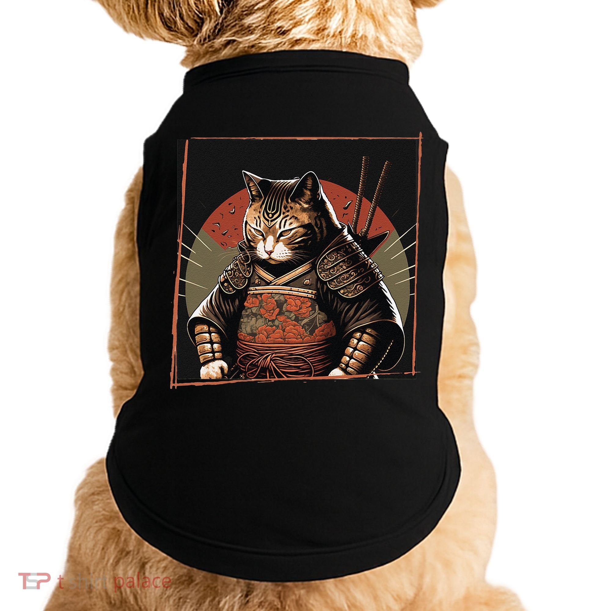 Japanese Art Cat Ninja Ukiyo-e Anime Style Samurai Cat Doggie Tank