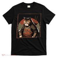 Japanese Art Cat Ninja Ukiyo-e Anime Style Samurai Cat T-Shirt thumb 0