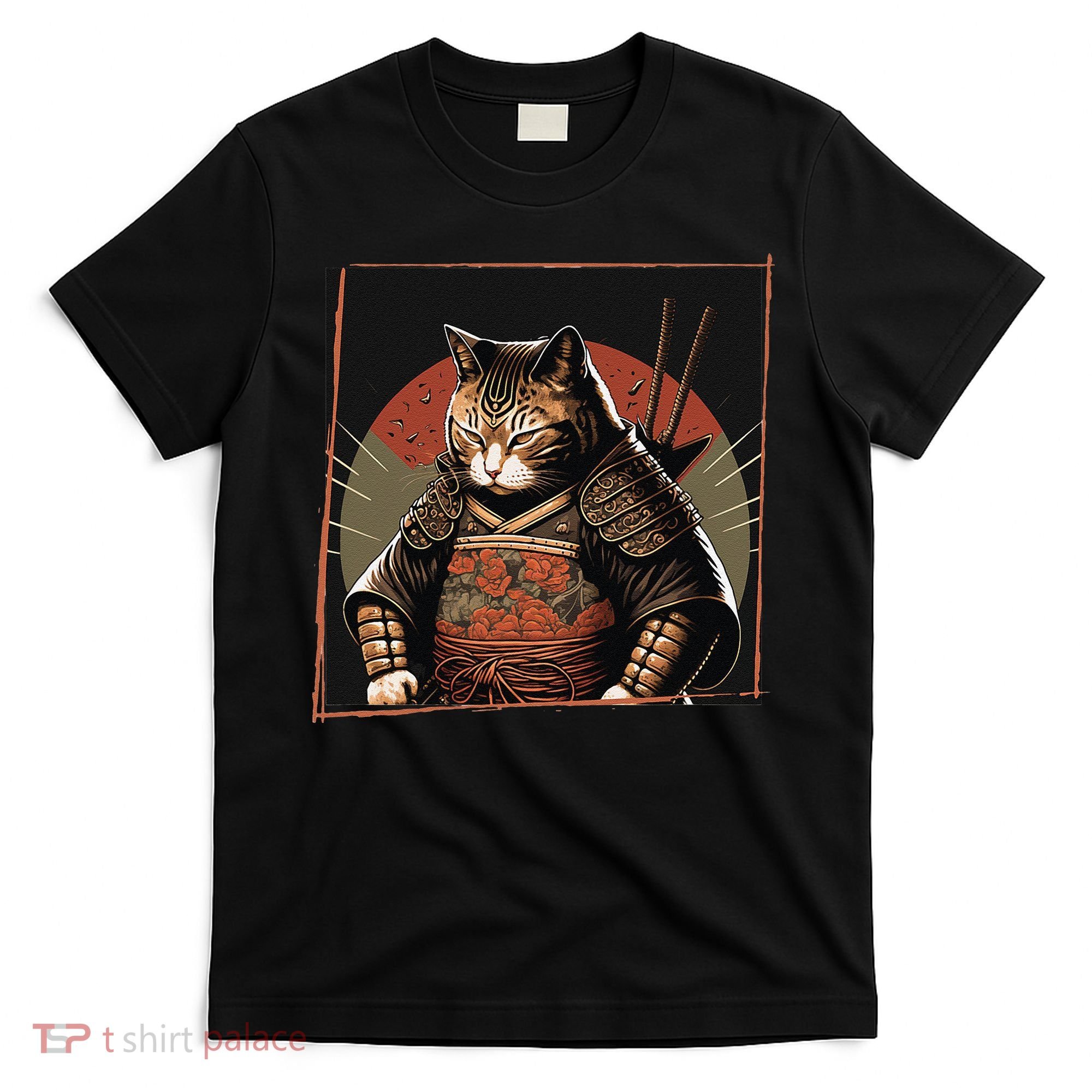 Japanese Art Cat Ninja Ukiyo-e Anime Style Samurai Cat T-Shirt