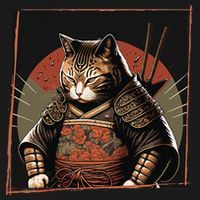 Japanese Art Cat Ninja Ukiyo-e Anime Style Samurai Cat T-Shirt thumb 7