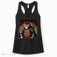 Japanese Art Cat Ninja Ukiyo-e Anime Style Samurai Cat Women's Tank Top thumb 0