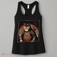 Japanese Art Cat Ninja Ukiyo-e Anime Style Samurai Cat Women's Tank Top thumb 3