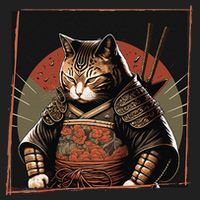 Japanese Art Cat Ninja Ukiyo-e Anime Style Samurai Cat Hat thumb 2