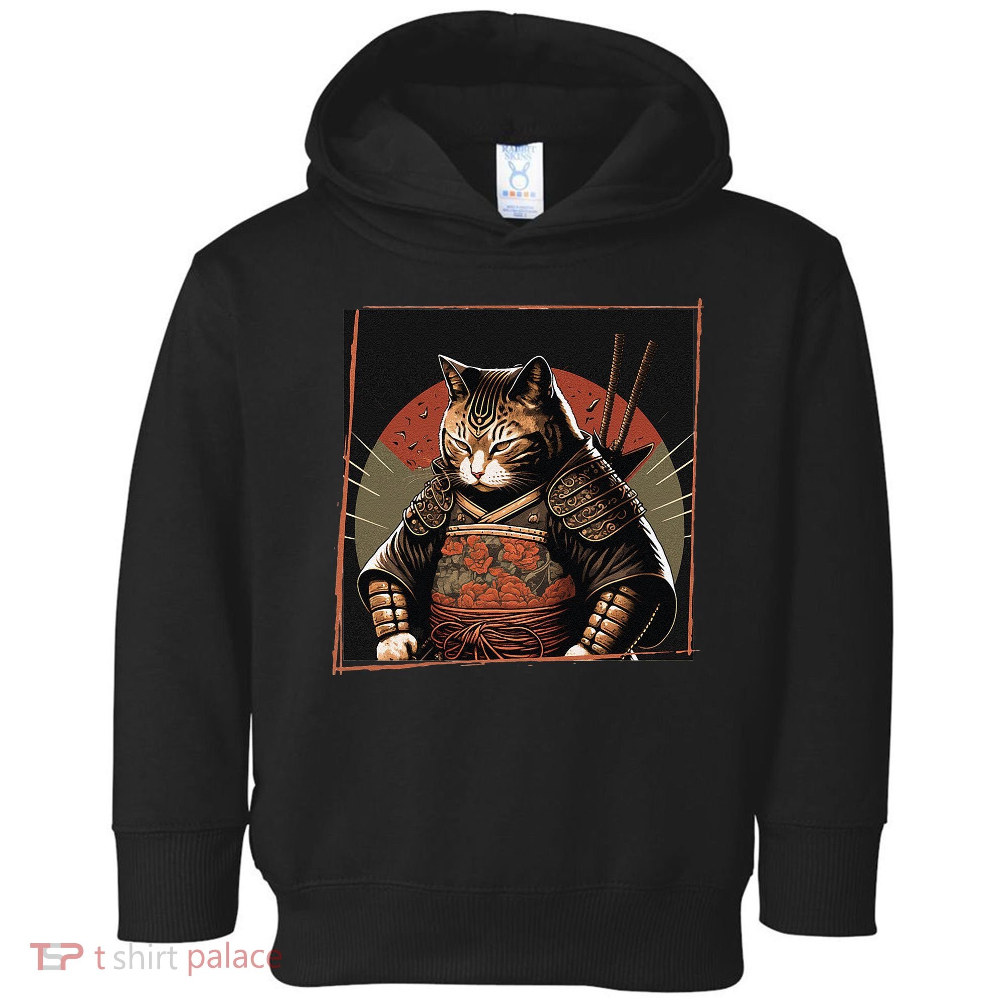 Japanese Art Cat Ninja Ukiyo-e Anime Style Samurai Cat Toddler Hoodie