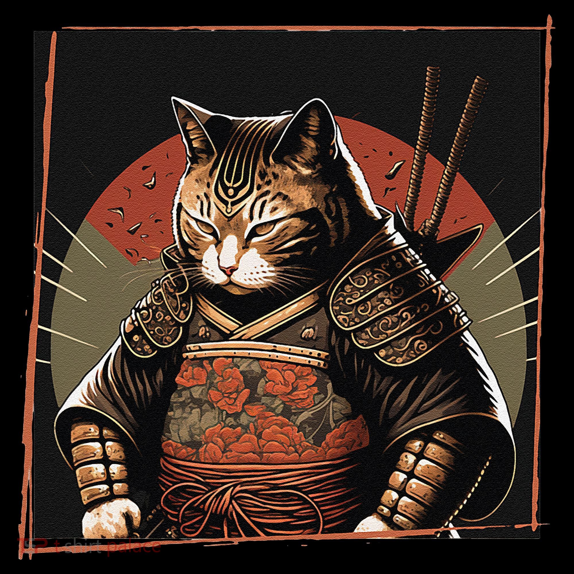 Japanese Art Cat Ninja Ukiyo-e Anime Style Samurai Cat Toddler Hoodie