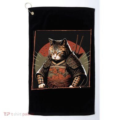 Japanese Art Cat Ninja Ukiyo-e Anime Style Samurai Cat Golf Towel