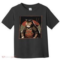 Japanese Art Cat Ninja Ukiyo-e Anime Style Samurai Cat Toddler T-Shirt thumb 0