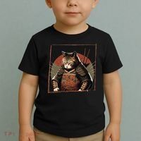 Japanese Art Cat Ninja Ukiyo-e Anime Style Samurai Cat Toddler T-Shirt thumb 2