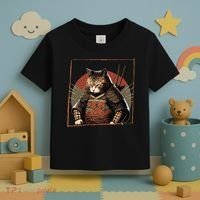 Japanese Art Cat Ninja Ukiyo-e Anime Style Samurai Cat Toddler T-Shirt thumb 3