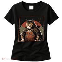 Japanese Art Cat Ninja Ukiyo-e Anime Style Samurai Cat Women's T-Shirt thumb 0