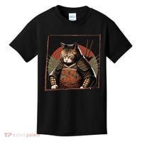 Japanese Art Cat Ninja Ukiyo-e Anime Style Samurai Cat Kids T-Shirt thumb 0