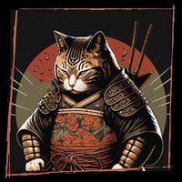 Japanese Art Cat Ninja Ukiyo-e Anime Style Samurai Cat Kids T-Shirt thumb 4