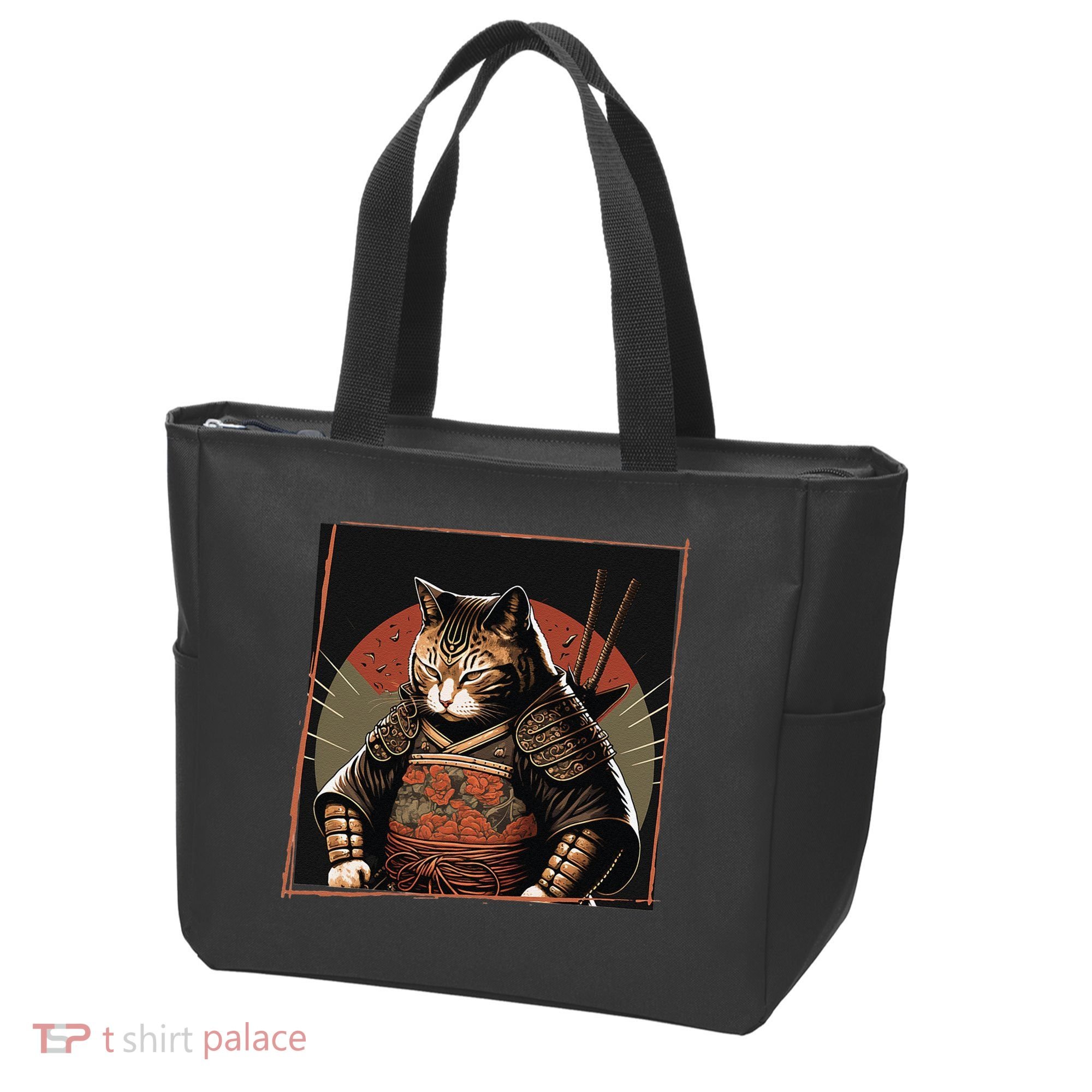 Japanese Art Cat Ninja Ukiyo-e Anime Style Samurai Cat Tote Bag