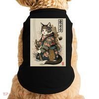 Japanese Art Cat Ninja Ukiyo-e Anime Style Samurai Cat Doggie Tank thumb 0