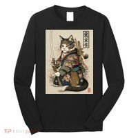 Japanese Art Cat Ninja Ukiyo-e Anime Style Samurai Cat Long Sleeve Shirt thumb 0