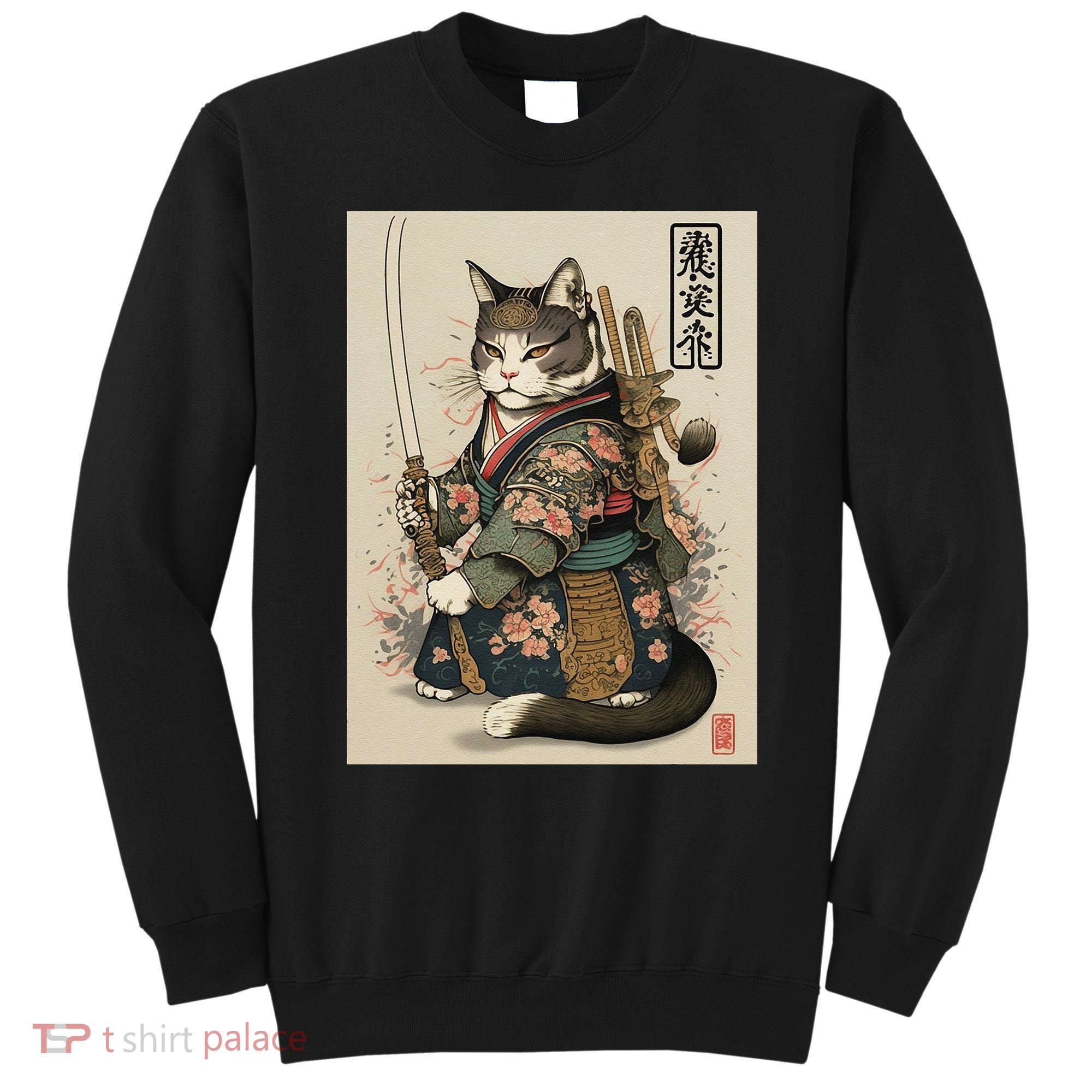 Japanese Art Cat Ninja Ukiyo-e Anime Style Samurai Cat Sweatshirt