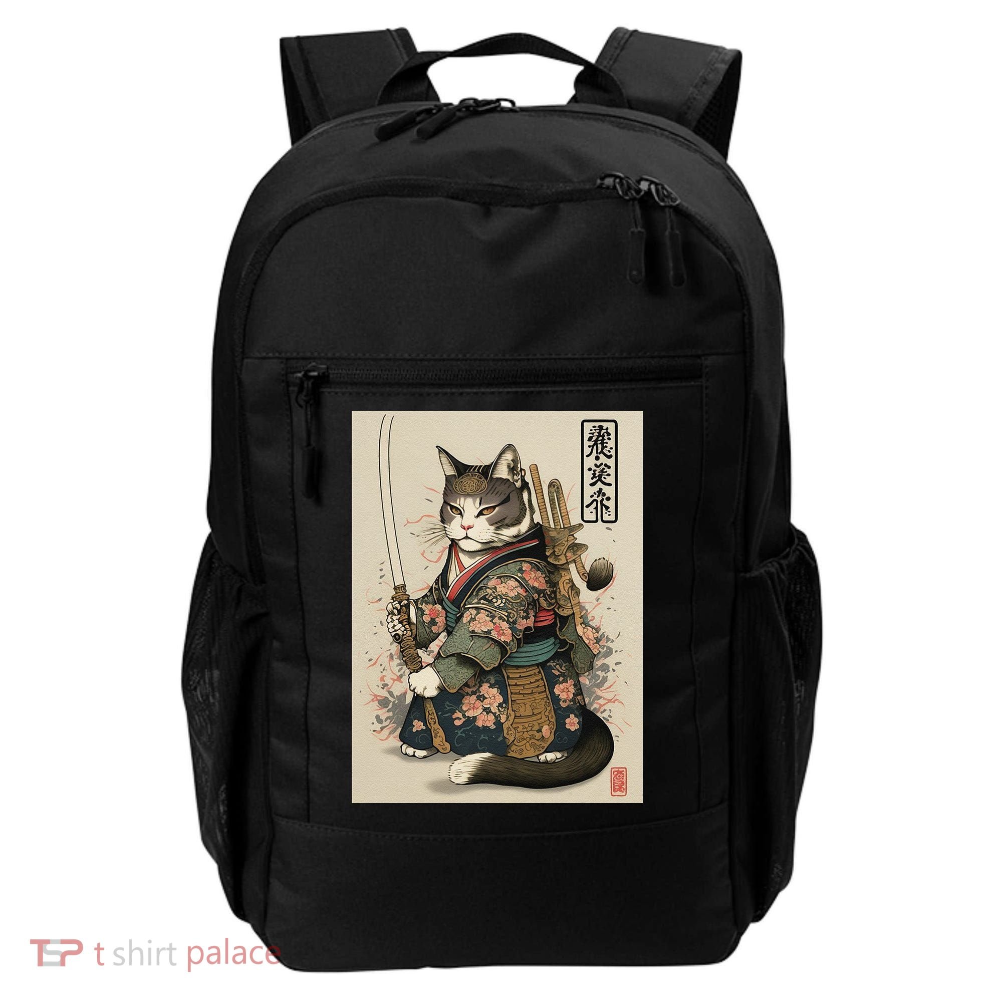 Japanese Art Cat Ninja Ukiyo-e Anime Style Samurai Cat Backpack