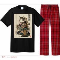Japanese Art Cat Ninja Ukiyo-e Anime Style Samurai Cat Pajama Set thumb 0