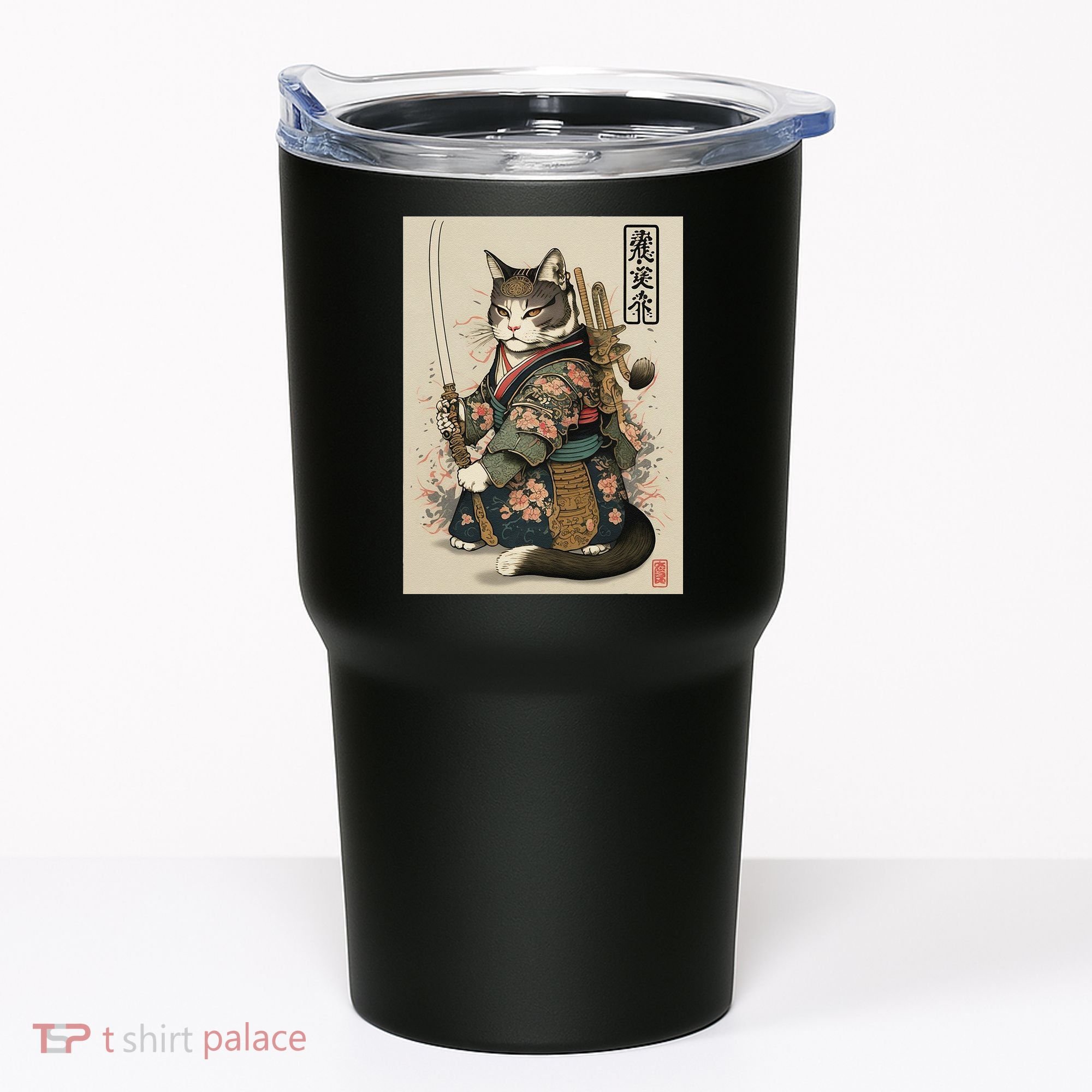Japanese Art Cat Ninja Ukiyo-e Anime Style Samurai Cat Tumbler