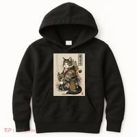 Japanese Art Cat Ninja Ukiyo-e Anime Style Samurai Cat Kids Hoodie thumb 0