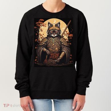 Japanese Art Cat Ninja Ukiyo-e Anime Style Samurai Cat Women's Sweatshirt