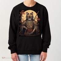 Japanese Art Cat Ninja Ukiyo-e Anime Style Samurai Cat Women's Sweatshirt thumb 0