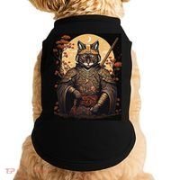 Japanese Art Cat Ninja Ukiyo-e Anime Style Samurai Cat Doggie Tank thumb 0