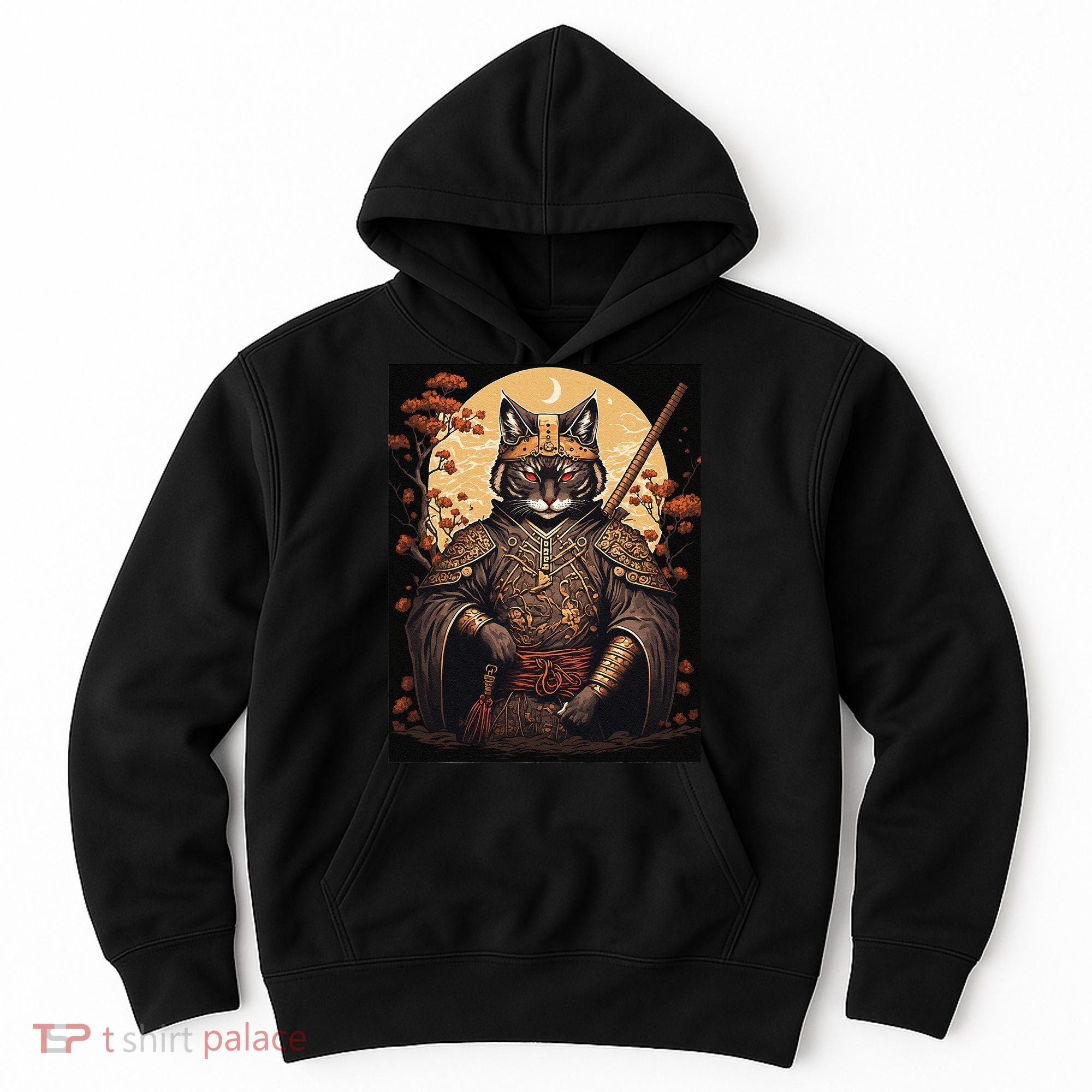 Japanese Art Cat Ninja Ukiyo-e Anime Style Samurai Cat Hoodie