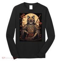 Japanese Art Cat Ninja Ukiyo-e Anime Style Samurai Cat Long Sleeve Shirt thumb 0