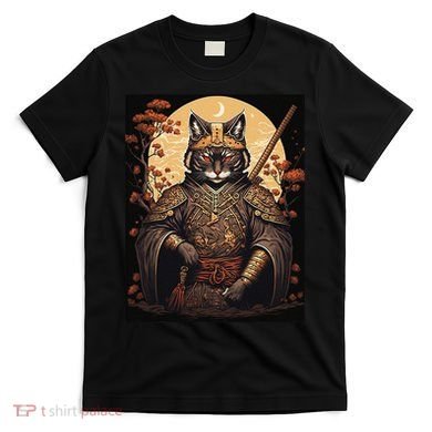Japanese Art Cat Ninja Ukiyo-e Anime Style Samurai Cat T-Shirt