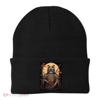 Japanese Art Cat Ninja Ukiyo-e Anime Style Samurai Cat Beanie