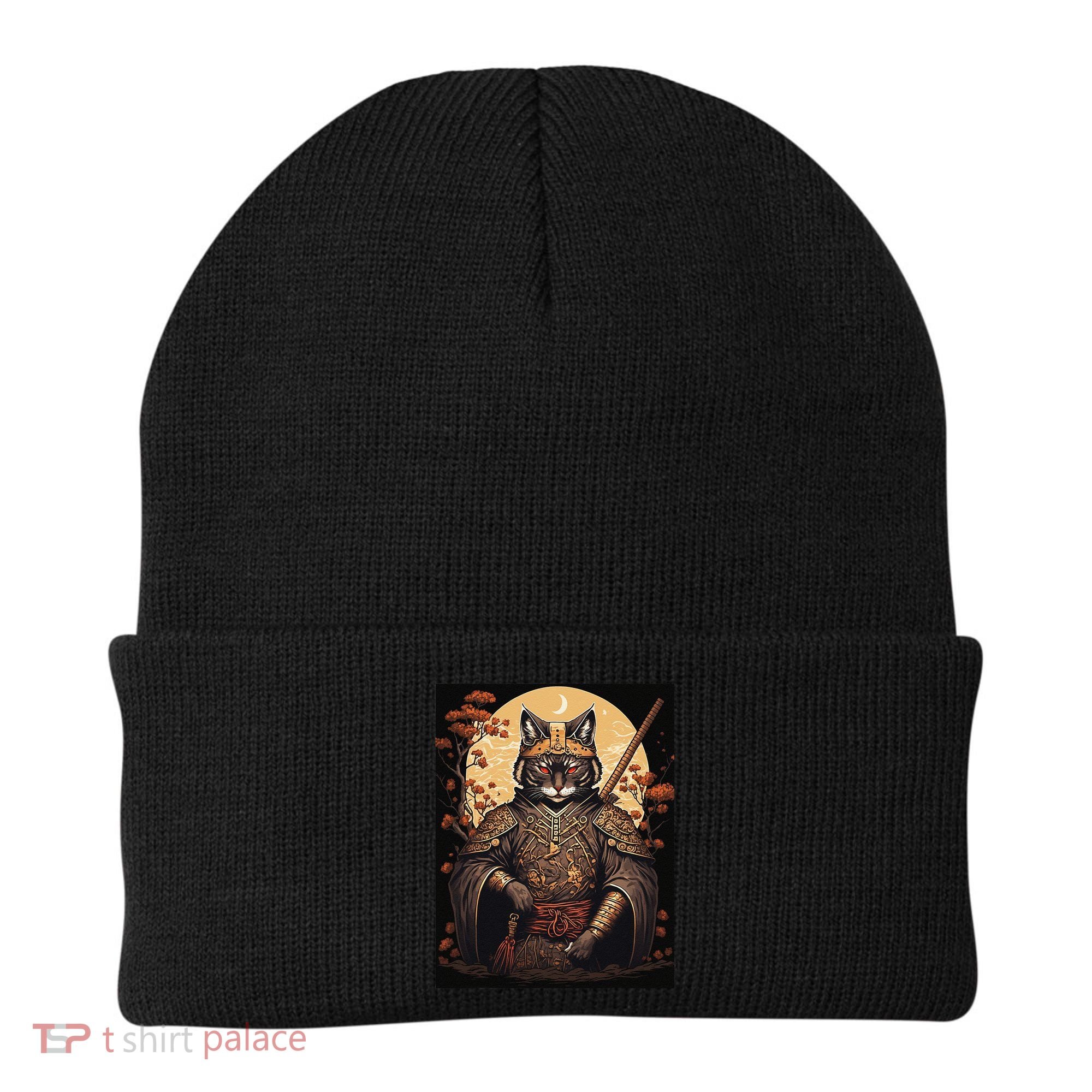 Japanese Art Cat Ninja Ukiyo-e Anime Style Samurai Cat Beanie