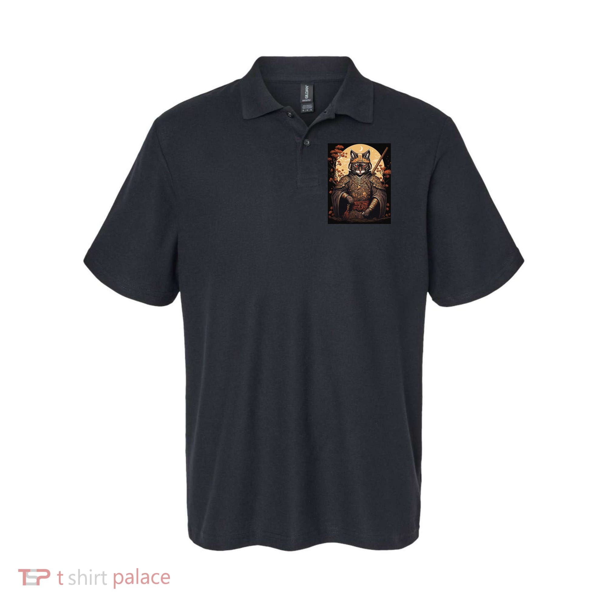 Japanese Art Cat Ninja Ukiyo-e Anime Style Samurai Cat Polo