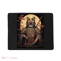 Japanese Art Cat Ninja Ukiyo-e Anime Style Samurai Cat Mousepad thumb 0