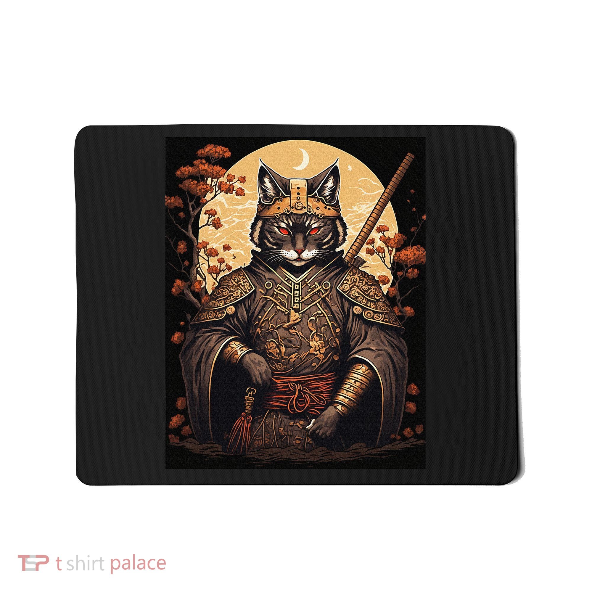 Japanese Art Cat Ninja Ukiyo-e Anime Style Samurai Cat Mousepad