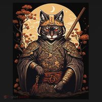 Japanese Art Cat Ninja Ukiyo-e Anime Style Samurai Cat Mousepad thumb 1