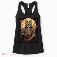Japanese Art Cat Ninja Ukiyo-e Anime Style Samurai Cat Women's Tank Top thumb 0