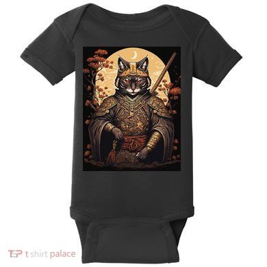 Japanese Art Cat Ninja Ukiyo-e Anime Style Samurai Cat Baby Bodysuit