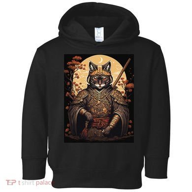 Japanese Art Cat Ninja Ukiyo-e Anime Style Samurai Cat Toddler Hoodie
