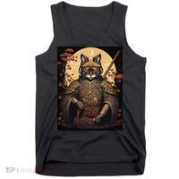 Japanese Art Cat Ninja Ukiyo-e Anime Style Samurai Cat Tank Top thumb 0