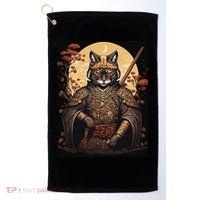 Japanese Art Cat Ninja Ukiyo-e Anime Style Samurai Cat Golf Towel thumb 0