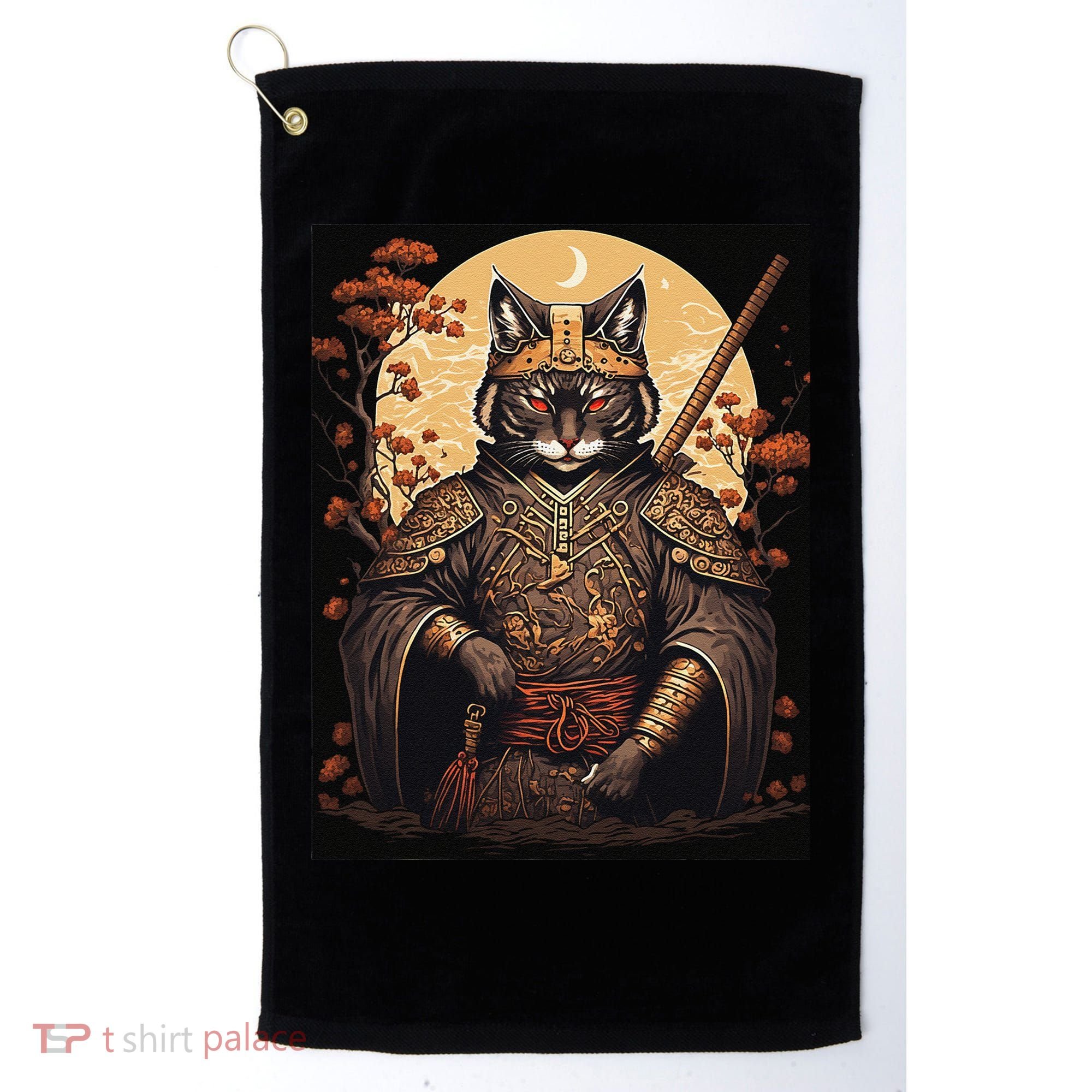Japanese Art Cat Ninja Ukiyo-e Anime Style Samurai Cat Golf Towel
