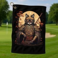 Japanese Art Cat Ninja Ukiyo-e Anime Style Samurai Cat Golf Towel thumb 1