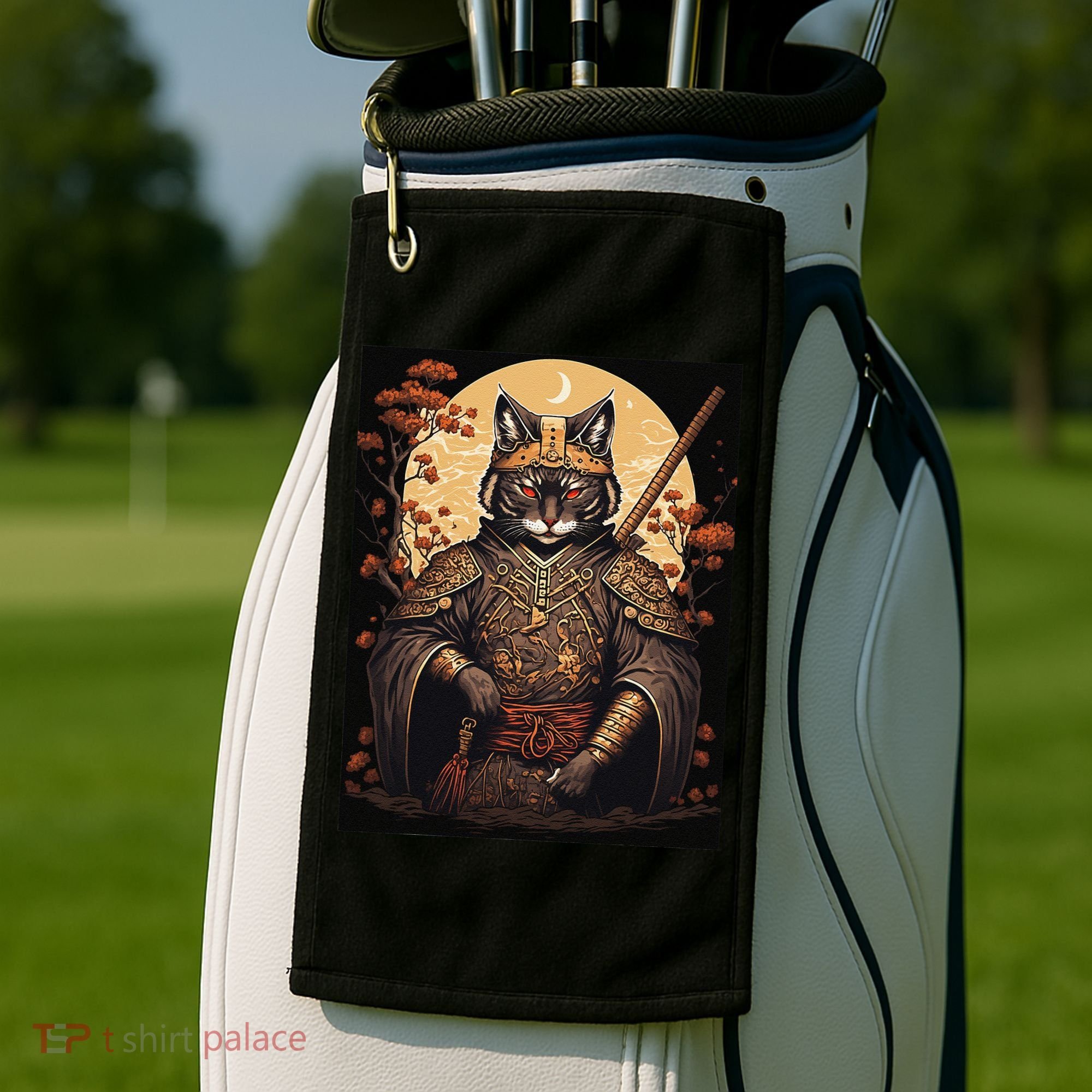Japanese Art Cat Ninja Ukiyo-e Anime Style Samurai Cat Golf Towel