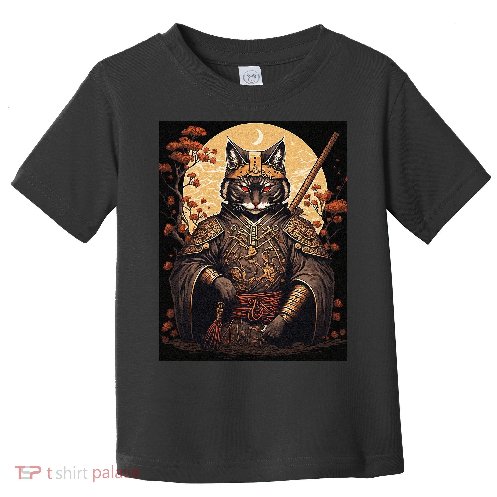 Japanese Art Cat Ninja Ukiyo-e Anime Style Samurai Cat Toddler T-Shirt