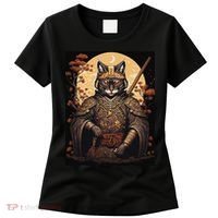 Japanese Art Cat Ninja Ukiyo-e Anime Style Samurai Cat Women's T-Shirt thumb 0